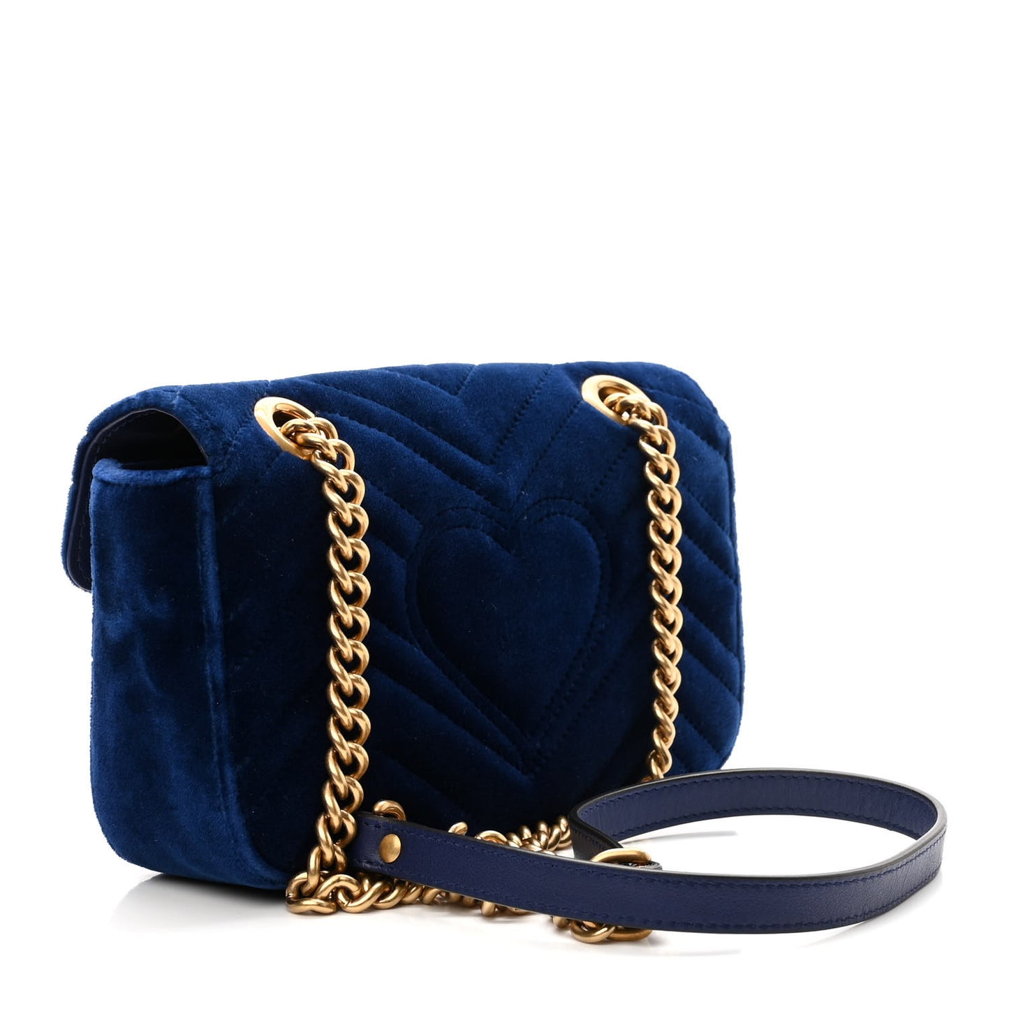 Velvet Matelasse Mini GG Marmont Shoulder Bag Cobalt Blue