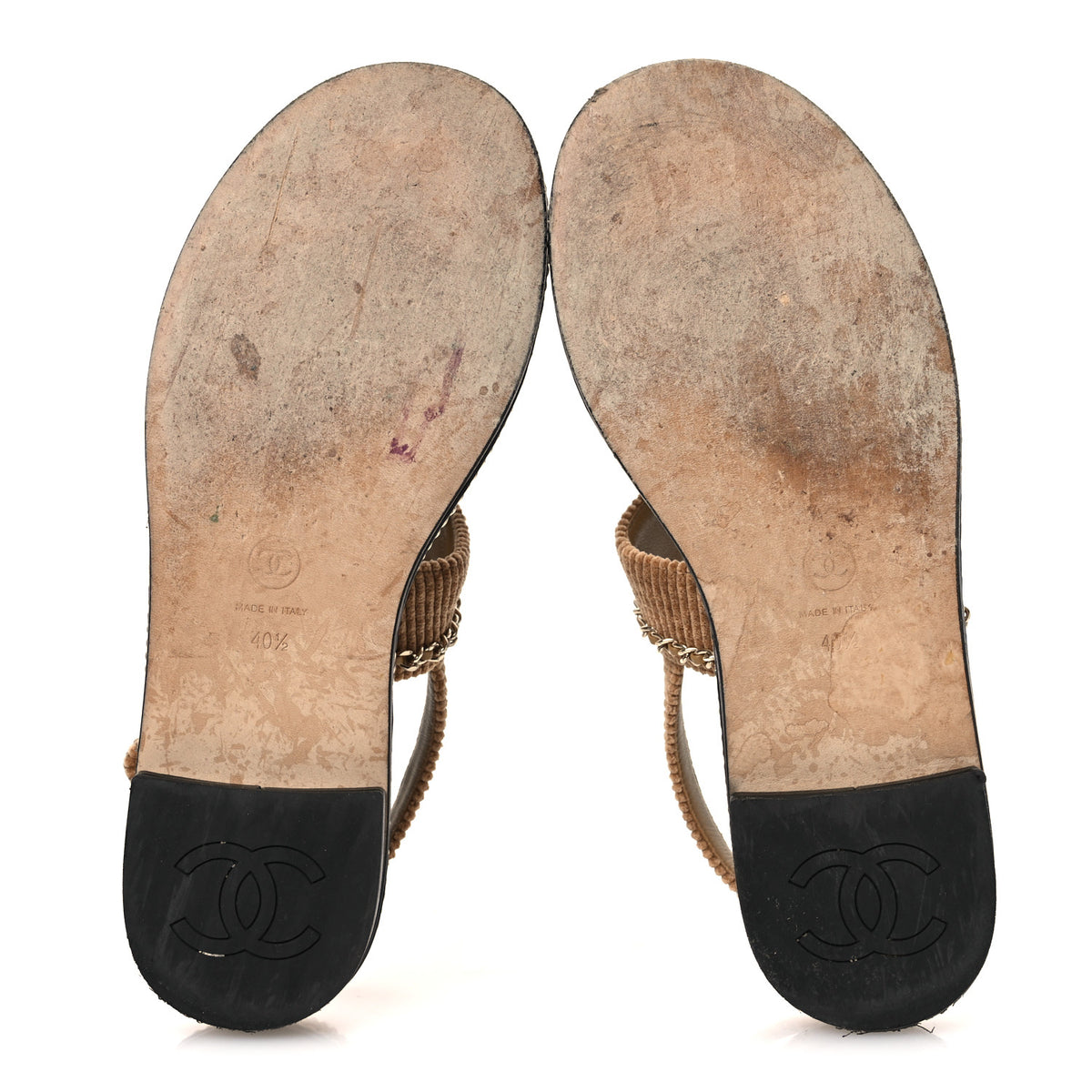 Chanel Corduroy Chain CC Sandal 40.5 Dark Beige 7 of 11