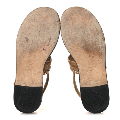 Chanel Corduroy Chain CC Sandal 40.5 Dark Beige 7 of 11
