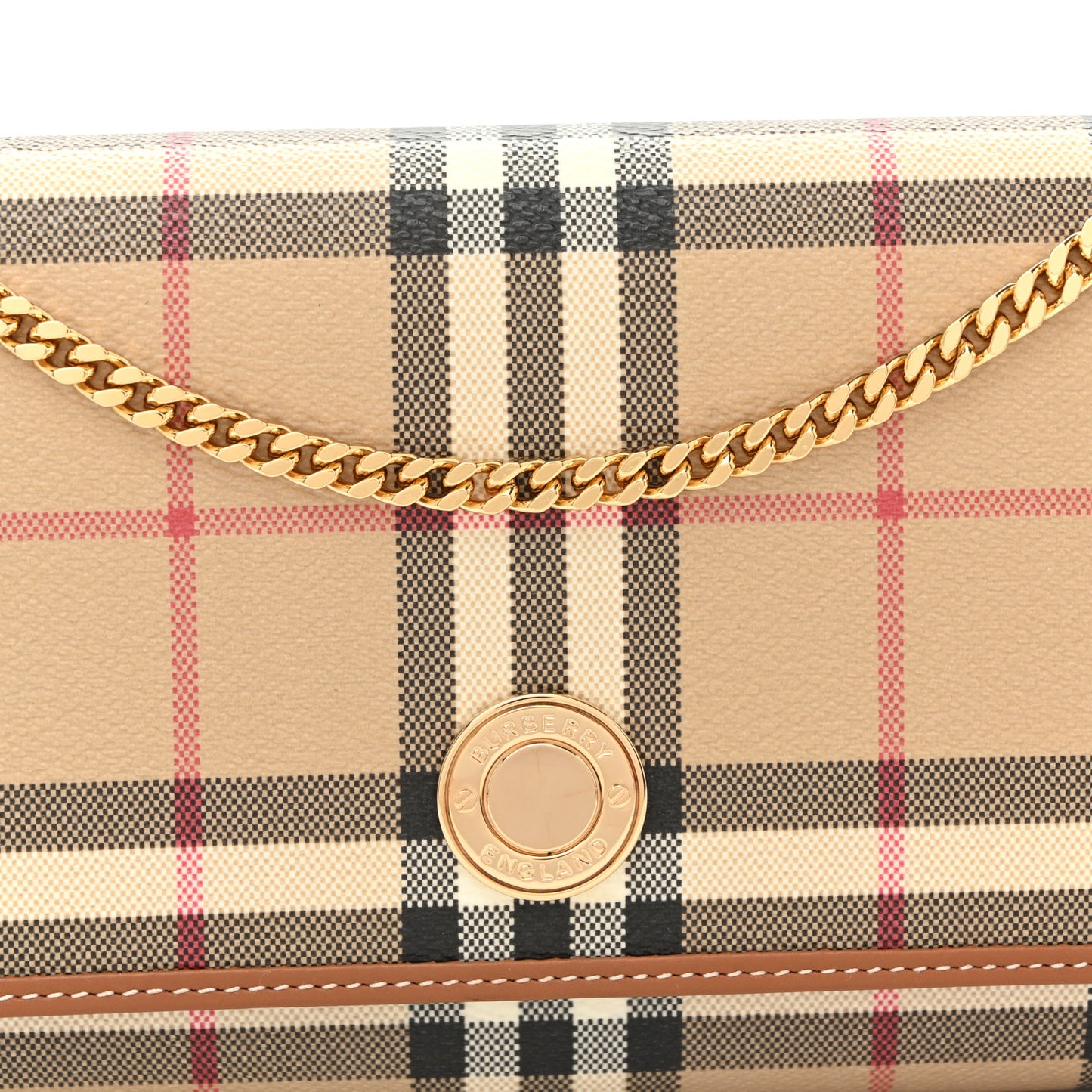 Vintage Check Hannah Chain Wallet Archive Beige Briar Brown