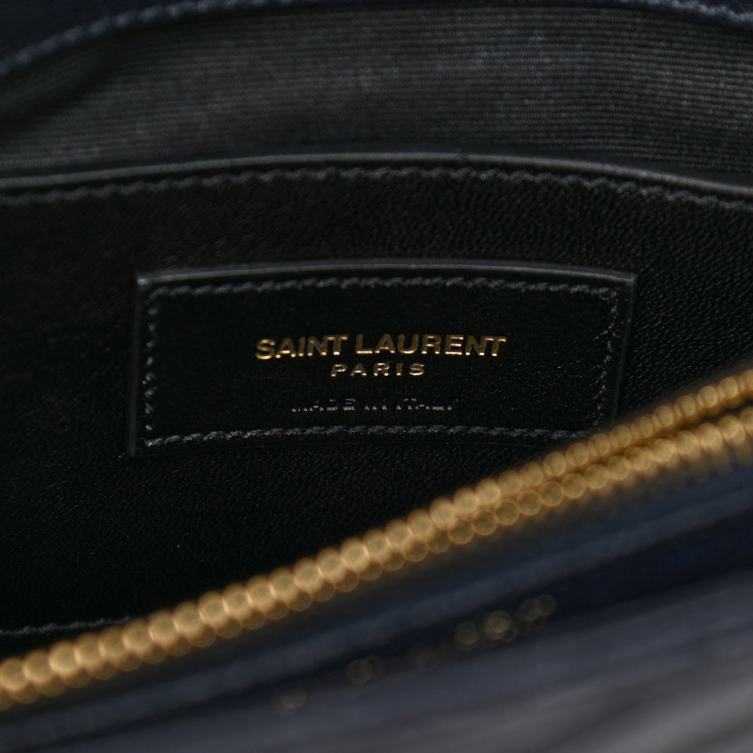 Saint Laurent Lambskin Matelasse Chevron Monogram Medium College Bag Deep Marine 7 of 16
