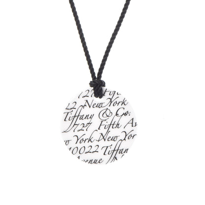 Tiffany White Bone Black Cord Notes Round Pendant Necklace 4 of 6