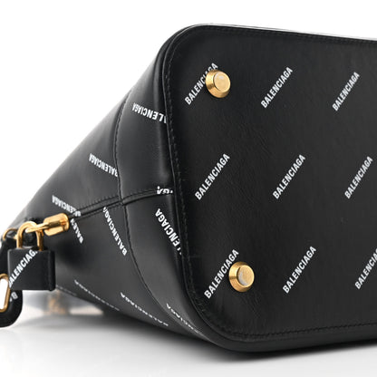 Balenciaga Calfskin Allover Logo M Ville Top Handle Bag Black 9 of 11