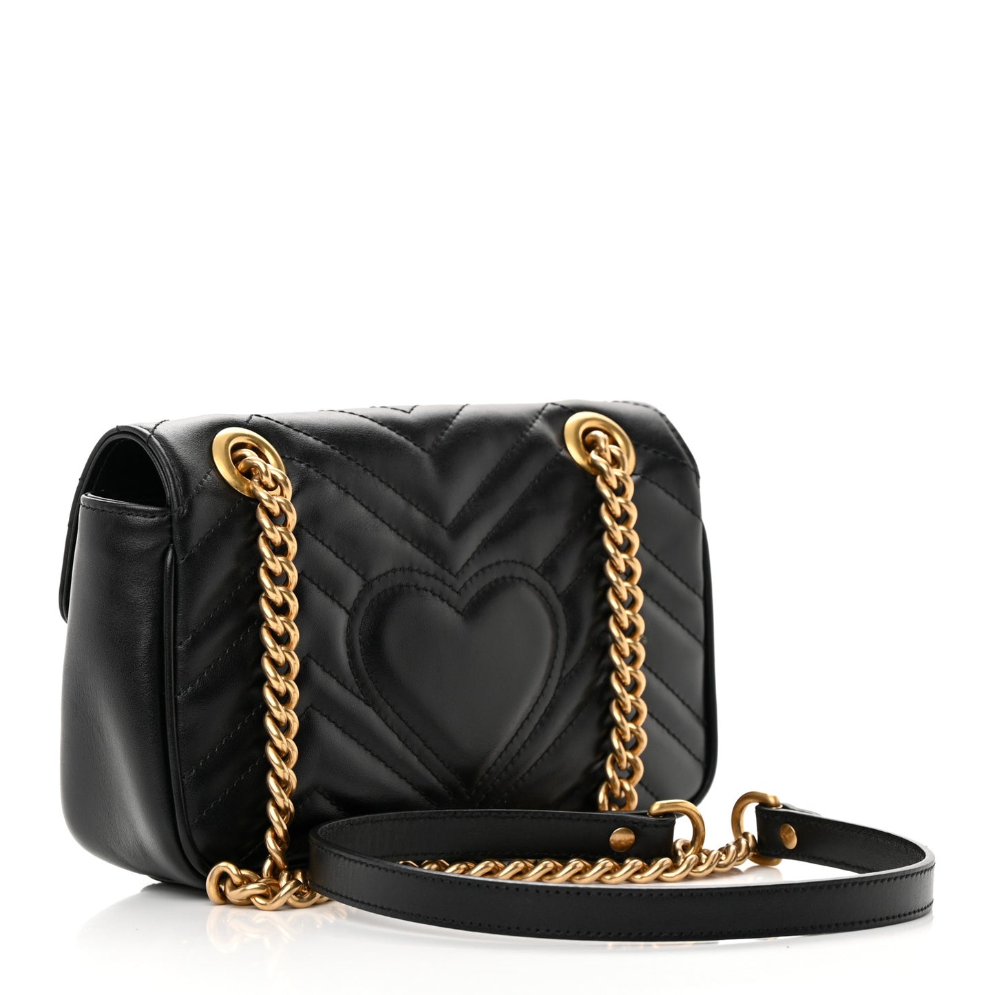 Calfskin Matelasse Mini GG Marmont Shoulder Bag Black