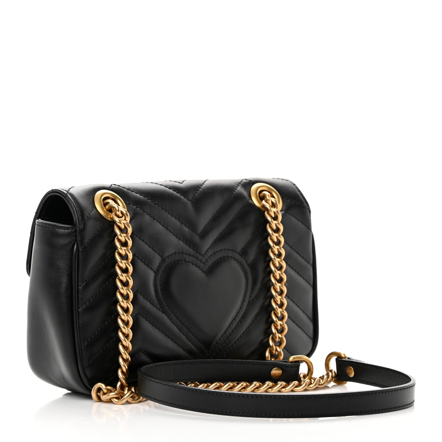 Gucci Calfskin Matelasse Mini GG Marmont Shoulder Bag Black 3 of 12