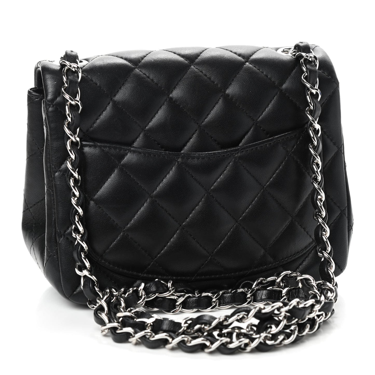 Lambskin Quilted Mini Square Flap Black