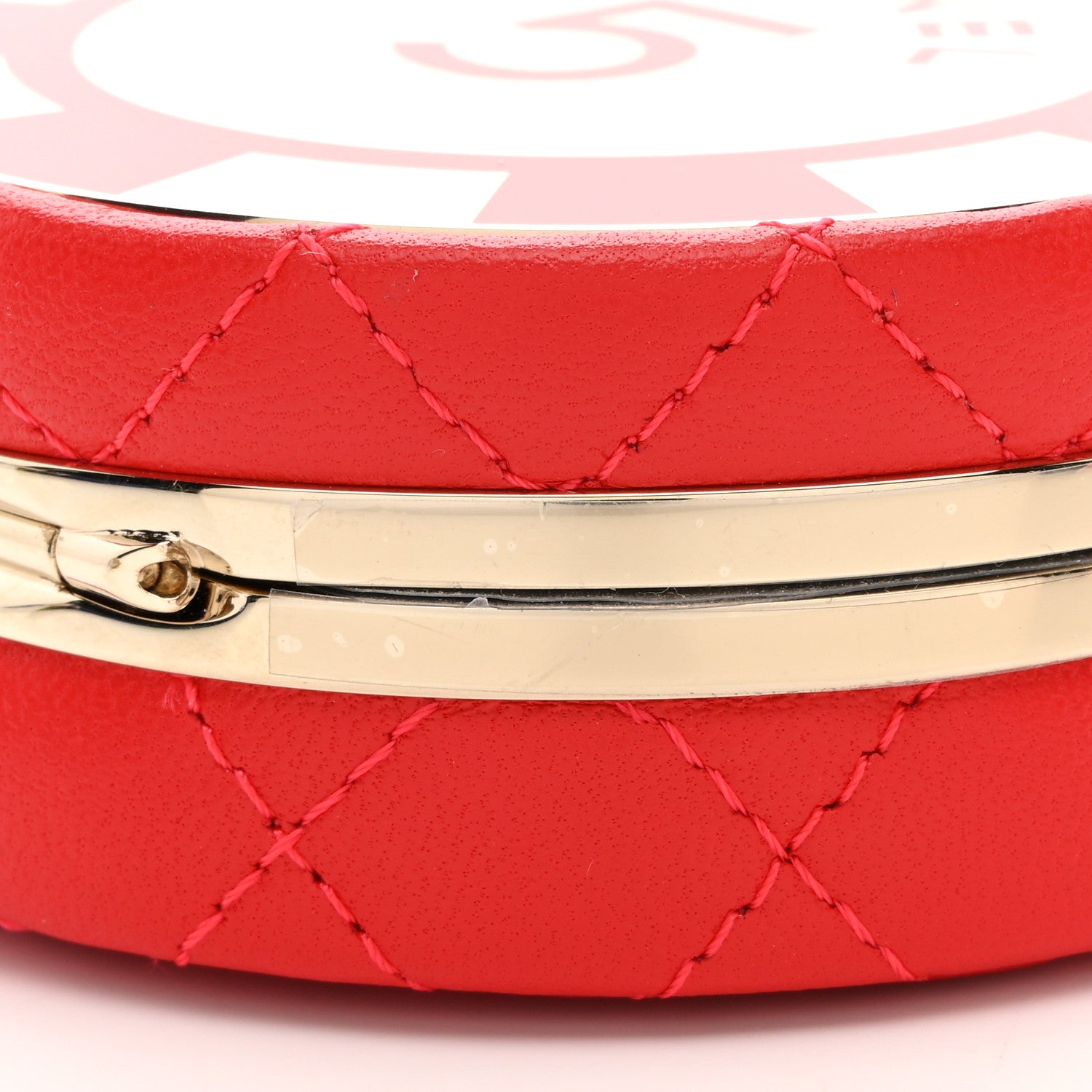 Chanel Lambskin Enamel Quilted Round Poker Chip Clutch With Chain Red White 10 of 10