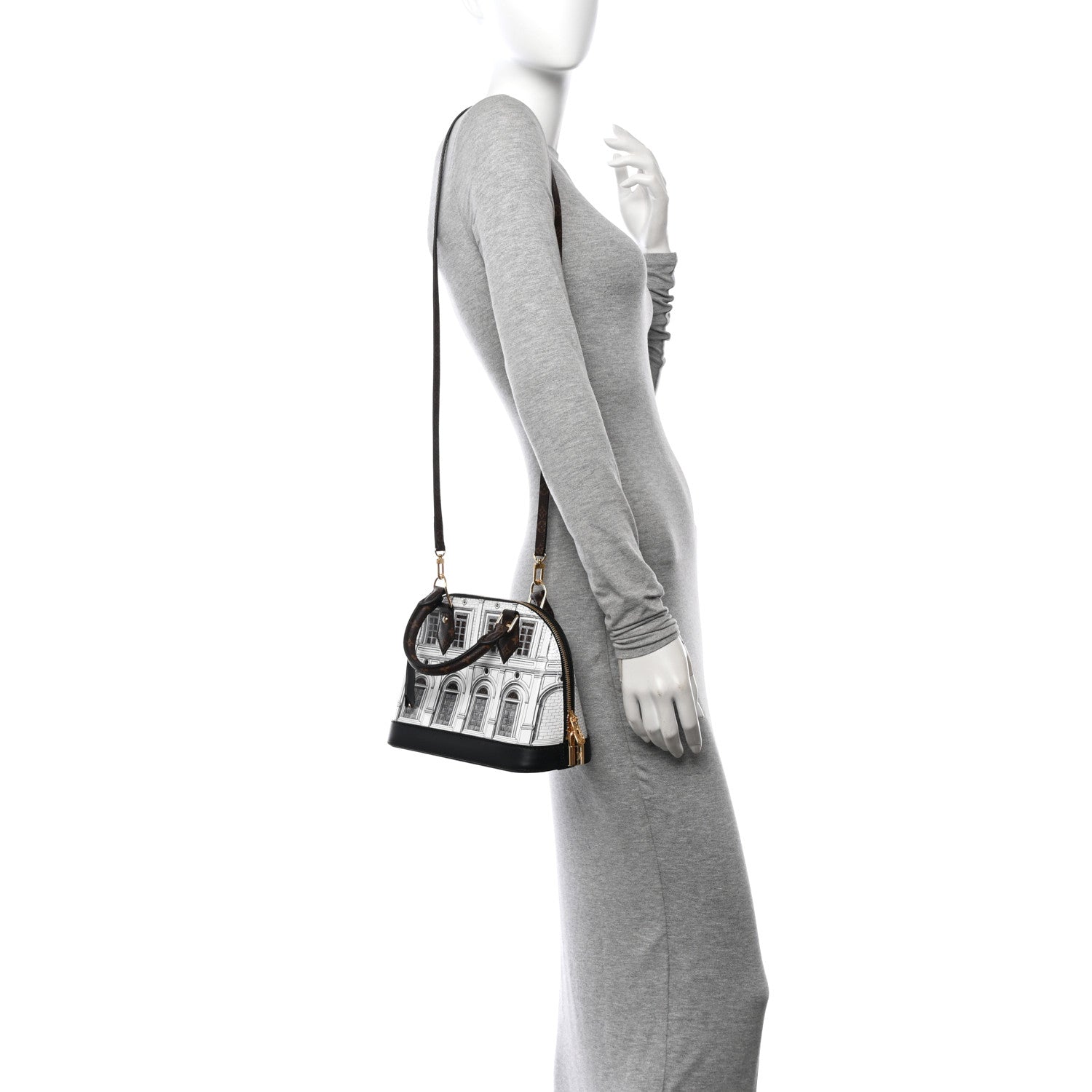 Louis Vuitton X FORNASETTI Calfskin Architettura Alma BB Black White 2 of 10