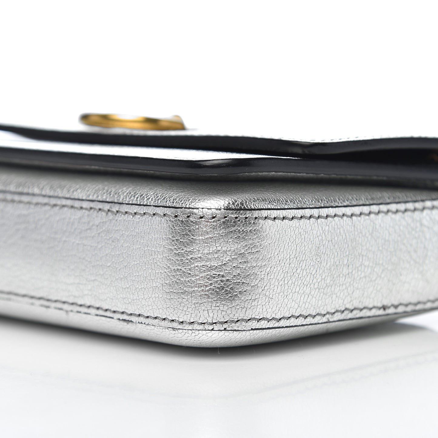 Metallic Hayes Goatskin D-Ring Mini Bag Silver