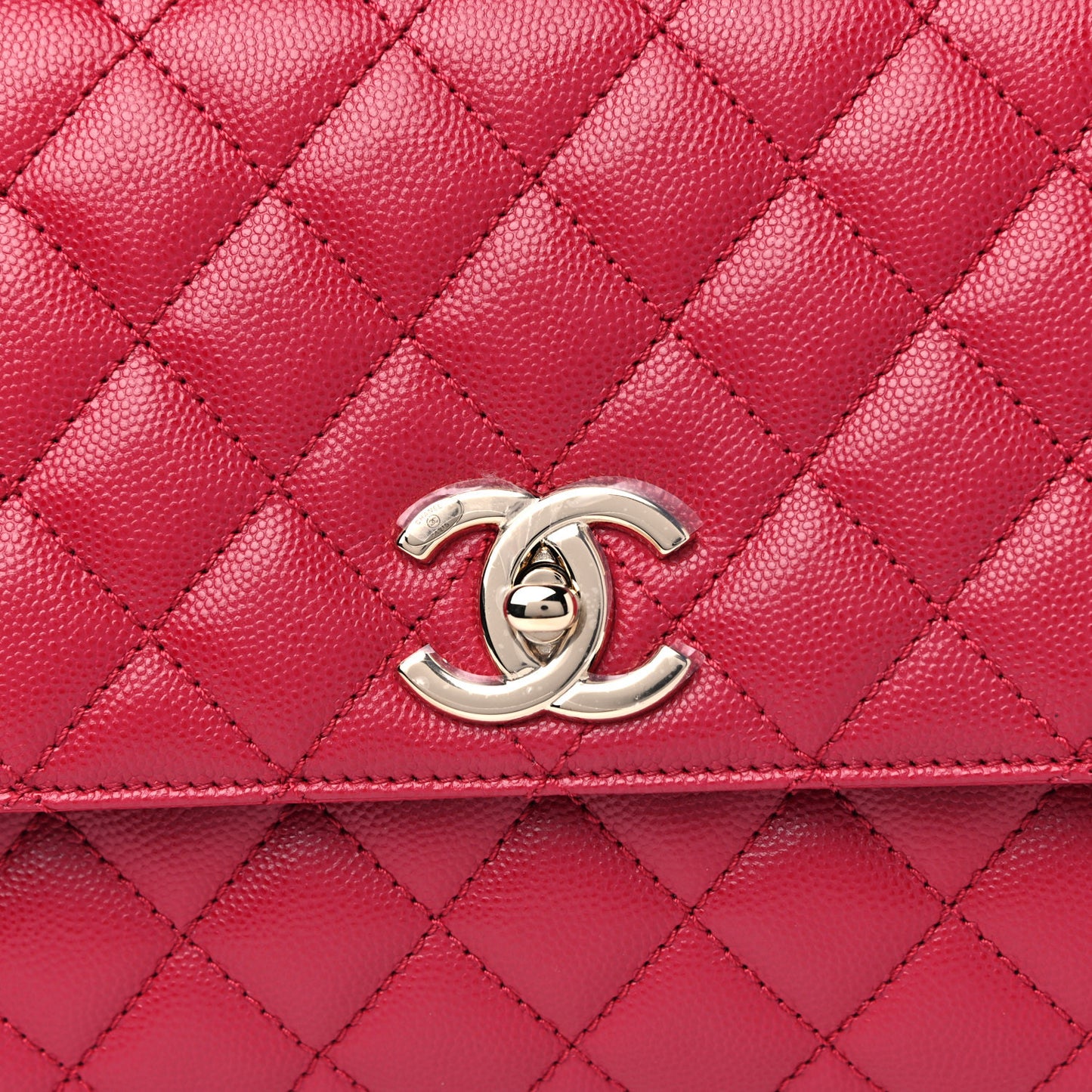 Caviar Quilted Small Coco Handle Flap Dark Pink