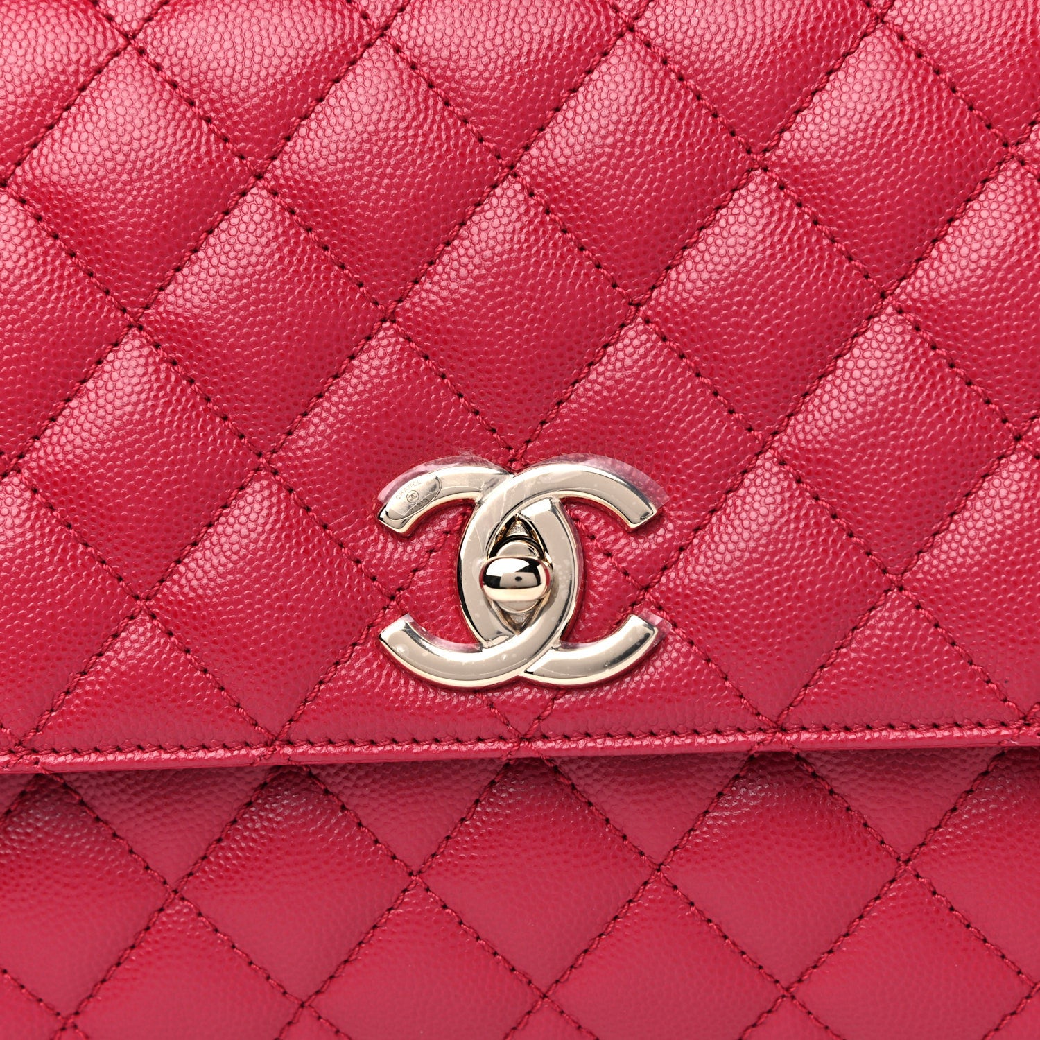 Chanel Caviar Quilted Small Coco Handle Flap Dark Pink 9 of 11