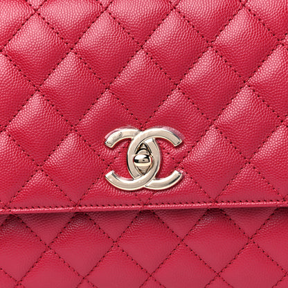 Chanel Caviar Quilted Small Coco Handle Flap Dark Pink 9 of 11