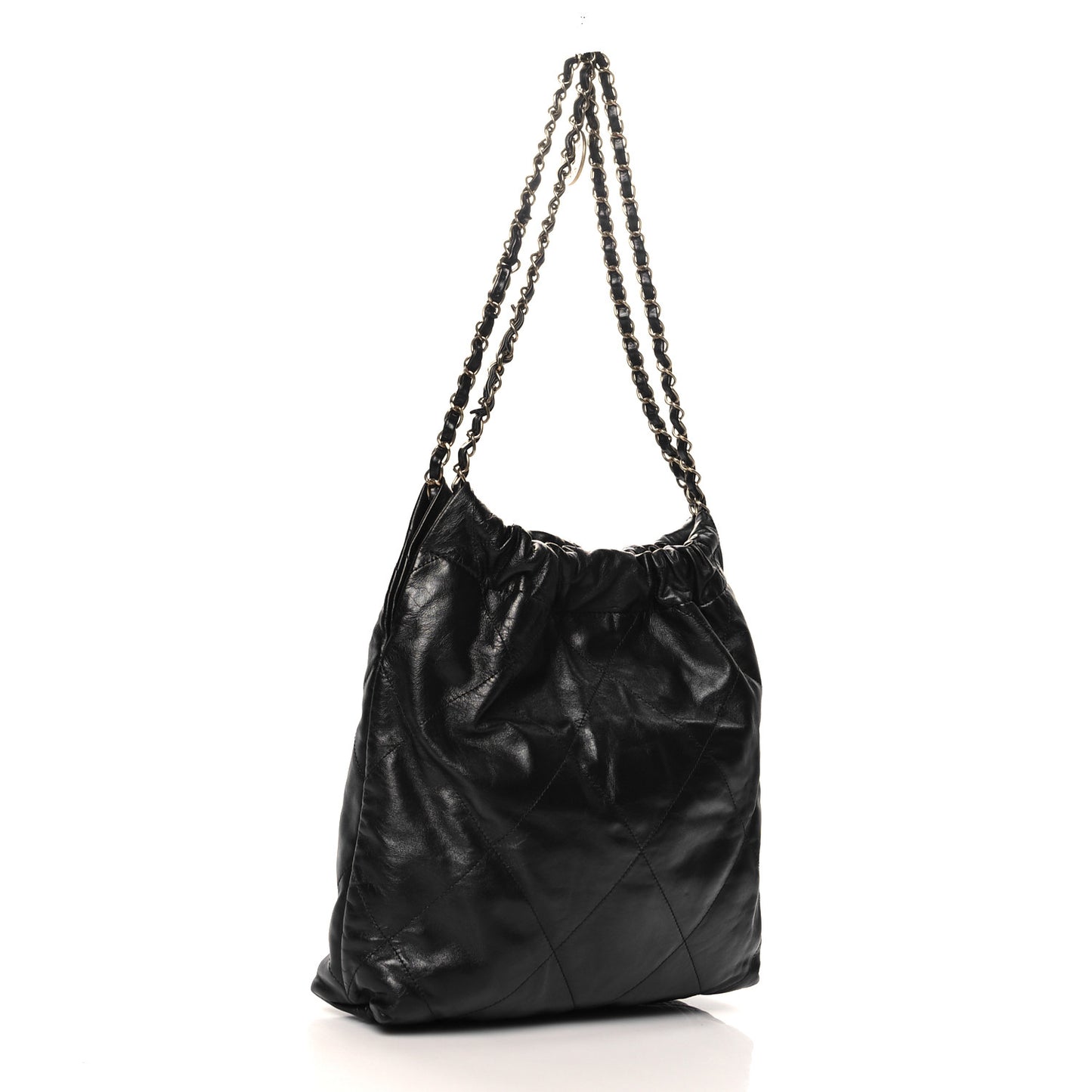 Shiny Calfskin Quilted Small Chanel 22 Black