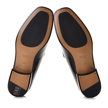 Gucci Goatskin Womens Horsebit Mid-Heel Loafers 38 Black 7 of 9