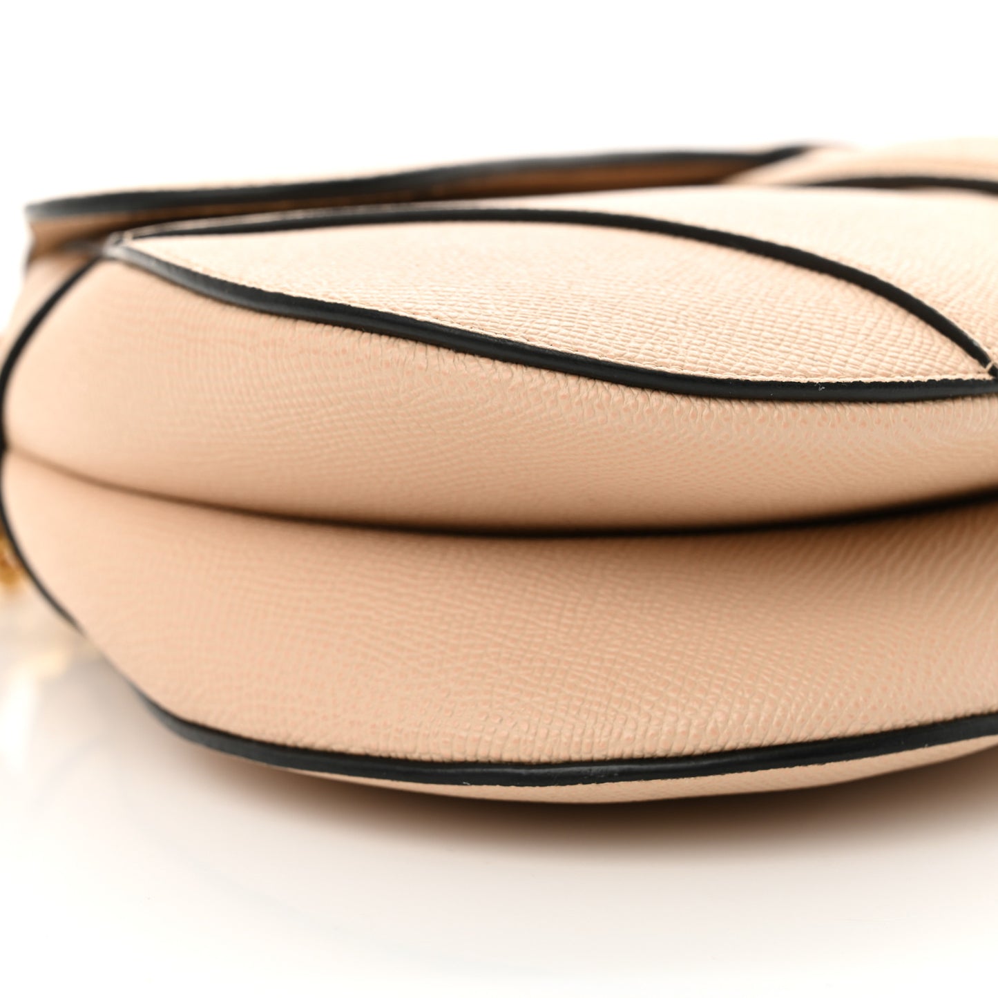 Grained Calfskin Saddle Bag With Strap Warm Taupe