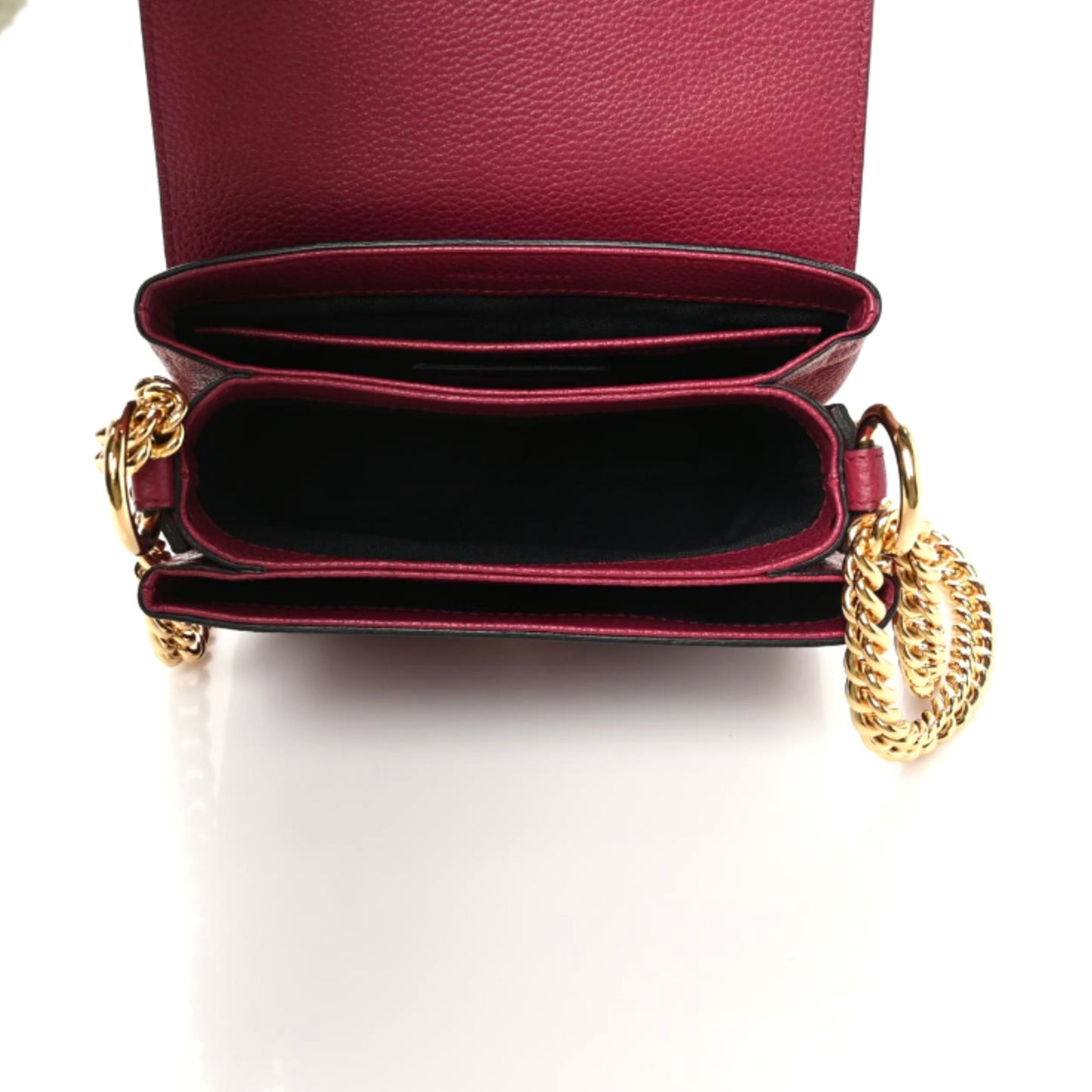 Calfskin Small Twin Skull Chain Crossbody Burgundy