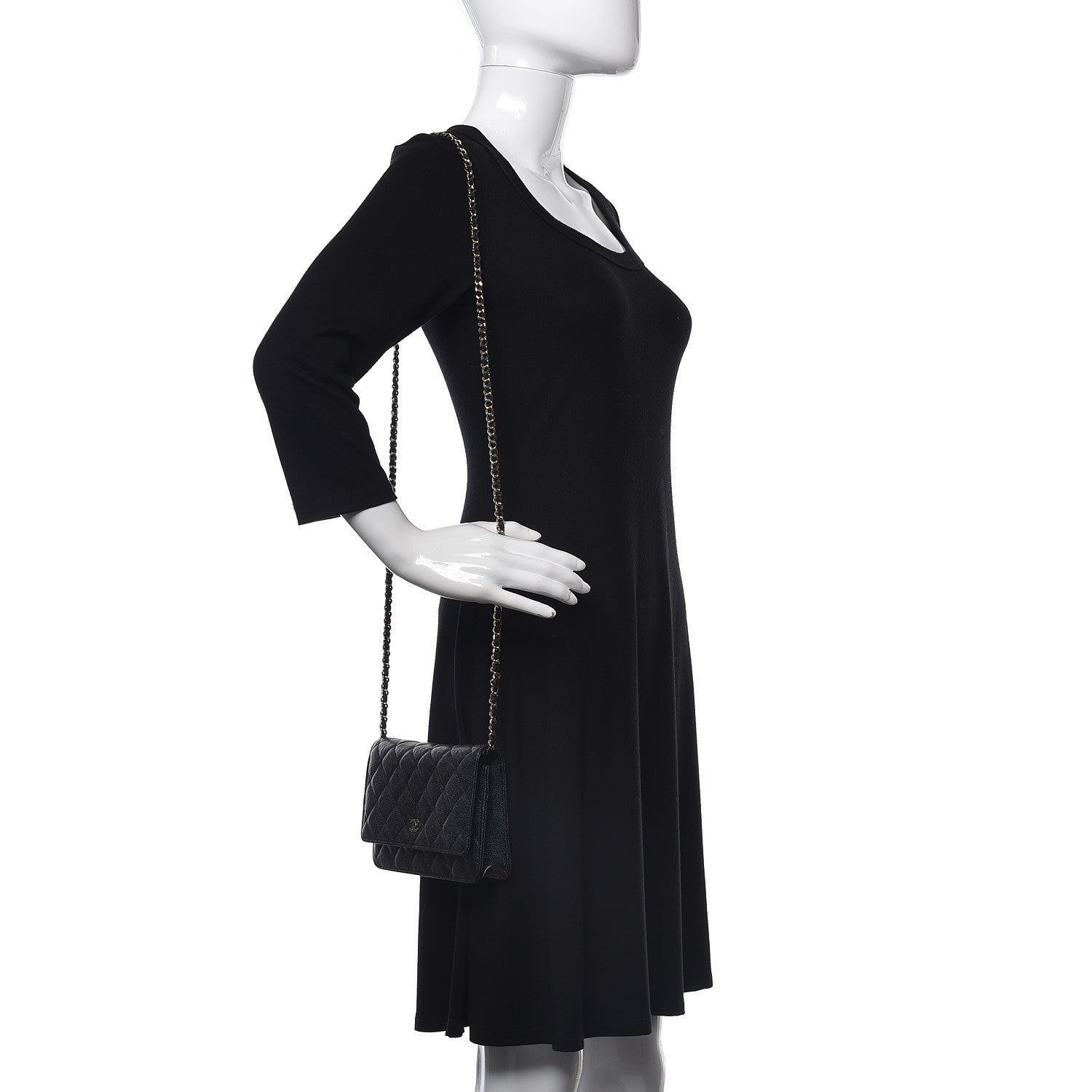 Chanel Iridescent Caviar Quilted Wallet On Chain WOC Black 2 of 11