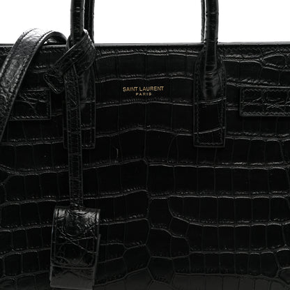Saint Laurent Calfskin Crocodile Embossed Nano Sac De Jour Black 8 of 10