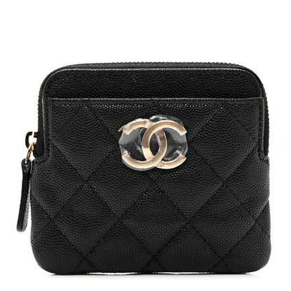 Chanel Caviar Quilted Zip Card Holder Wallet Black 1 of 8