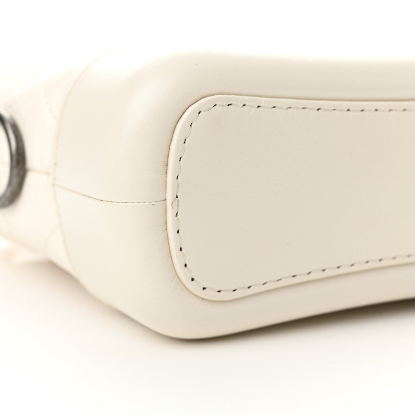 Aged Calfskin Quilted Small Gabrielle Hobo White