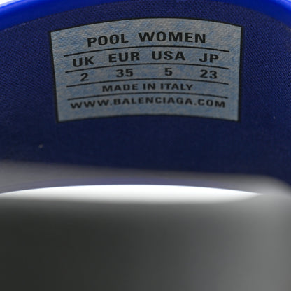 Balenciaga Rubber Logo Womens Pool Slide Sandals 35 Blue Black 6 of 8