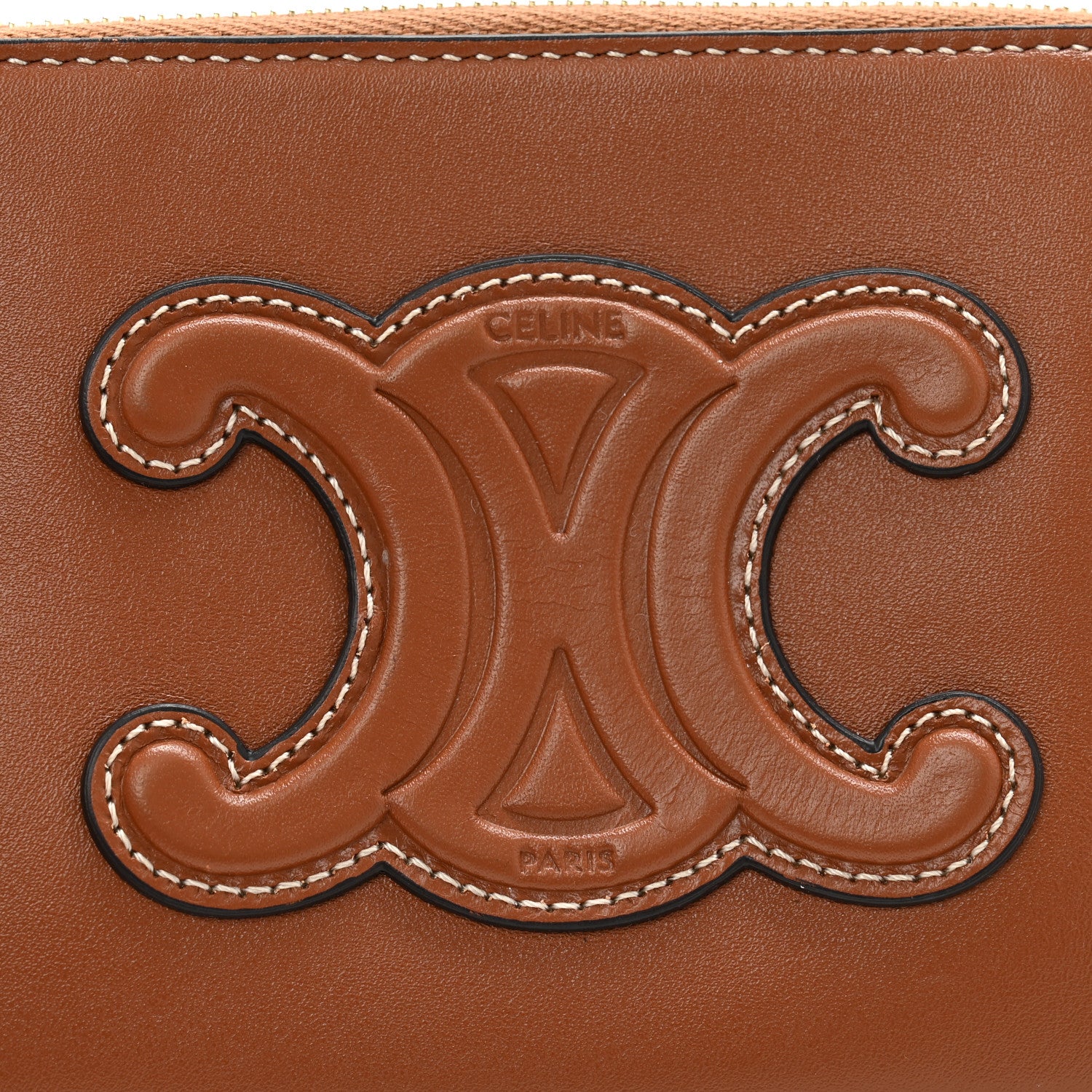 Celine Smooth Calfskin Cuir Triomphe Coin and Card Pouch With Hook Tan 6 of 10