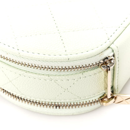 Chanel Caviar Quilted Round Handle With Care Vanity With Chain Mint 10 of 12