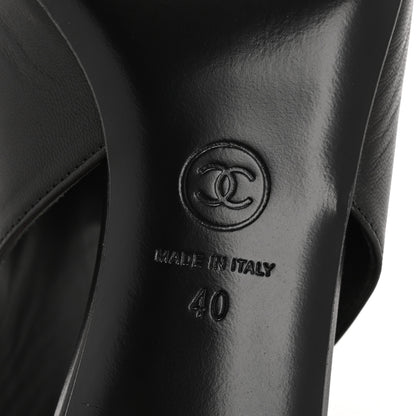 Chanel Goatskin Pearl Slingback Pumps 40 Black 7 of 10