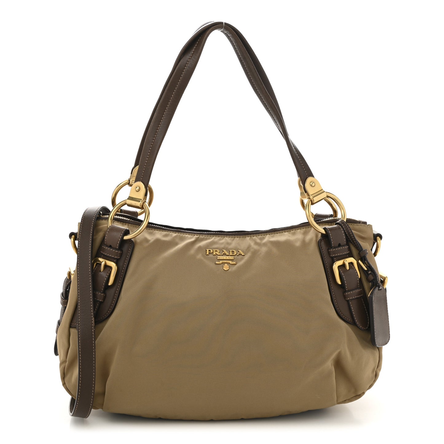 Tessuto Nylon Vitello Daino Satchel Tabacco