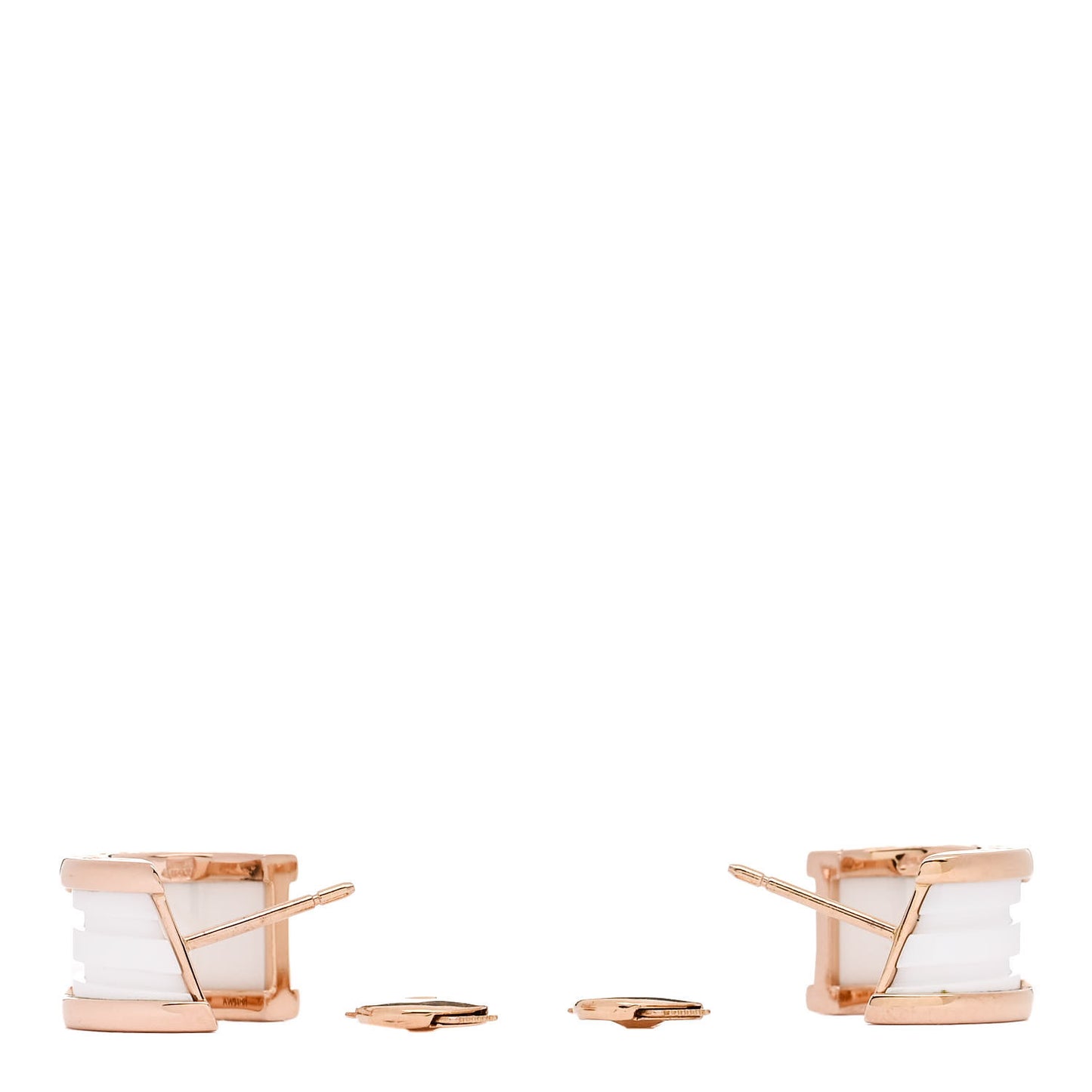 18K Rose Gold White Ceramic B.Zero1 Hoop Earrings