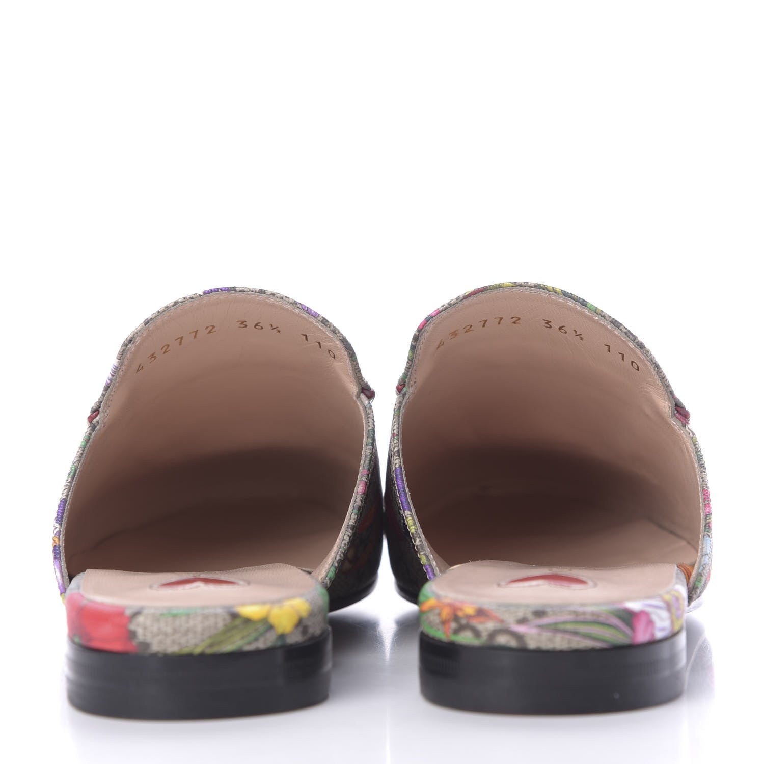 Gucci GG Supreme Monogram Flora Womens Princetown Slippers 36.5 Beige Ebony Multicolor Rosso 6 of 9