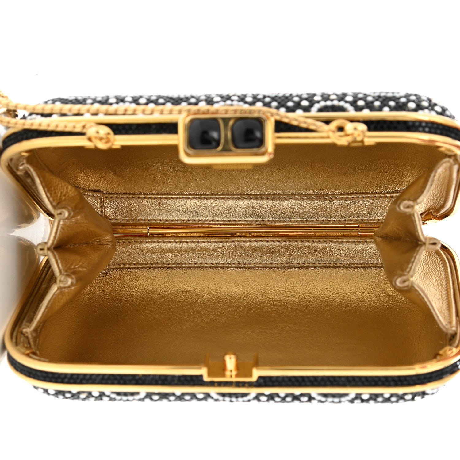 Judith Leiber Swarovski Crystal Minaudiere Clutch Gold Black Multicolor 5 of 9
