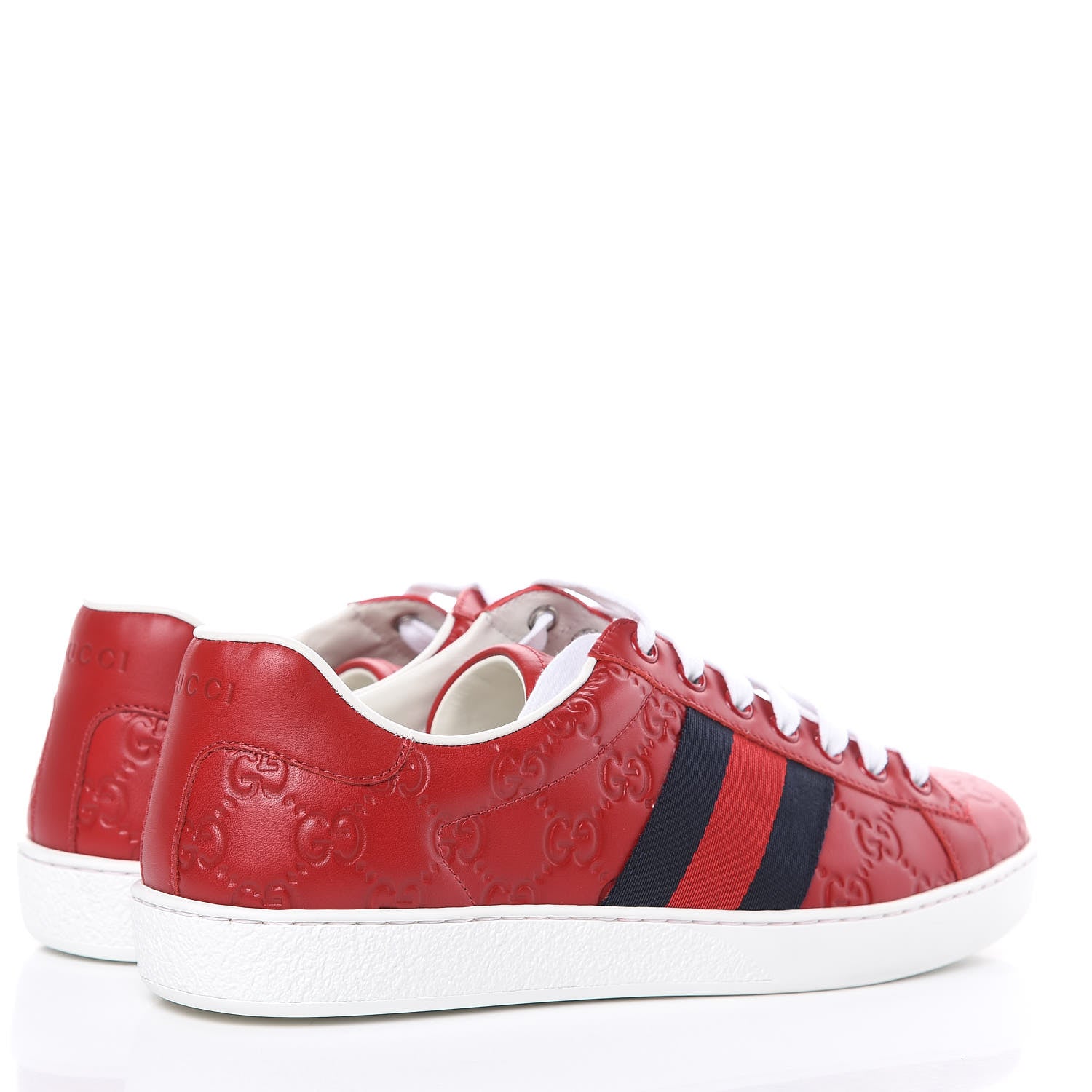 Gucci Guccissima Signature Web Mens Ace Sneakers 7.5 Hibiscus Red 4 of 9