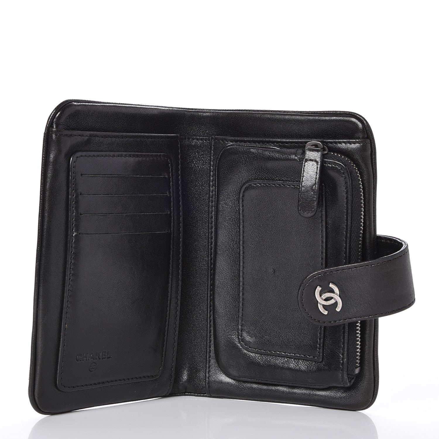 Chanel Lambskin Quilted Large Pocket Wallet Black 5 of 9