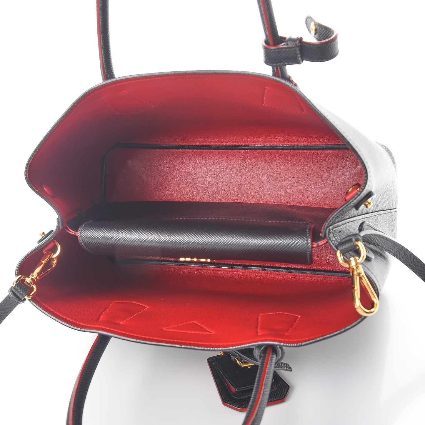 Saffiano Cuir Medium Double Bag Black Fuoco