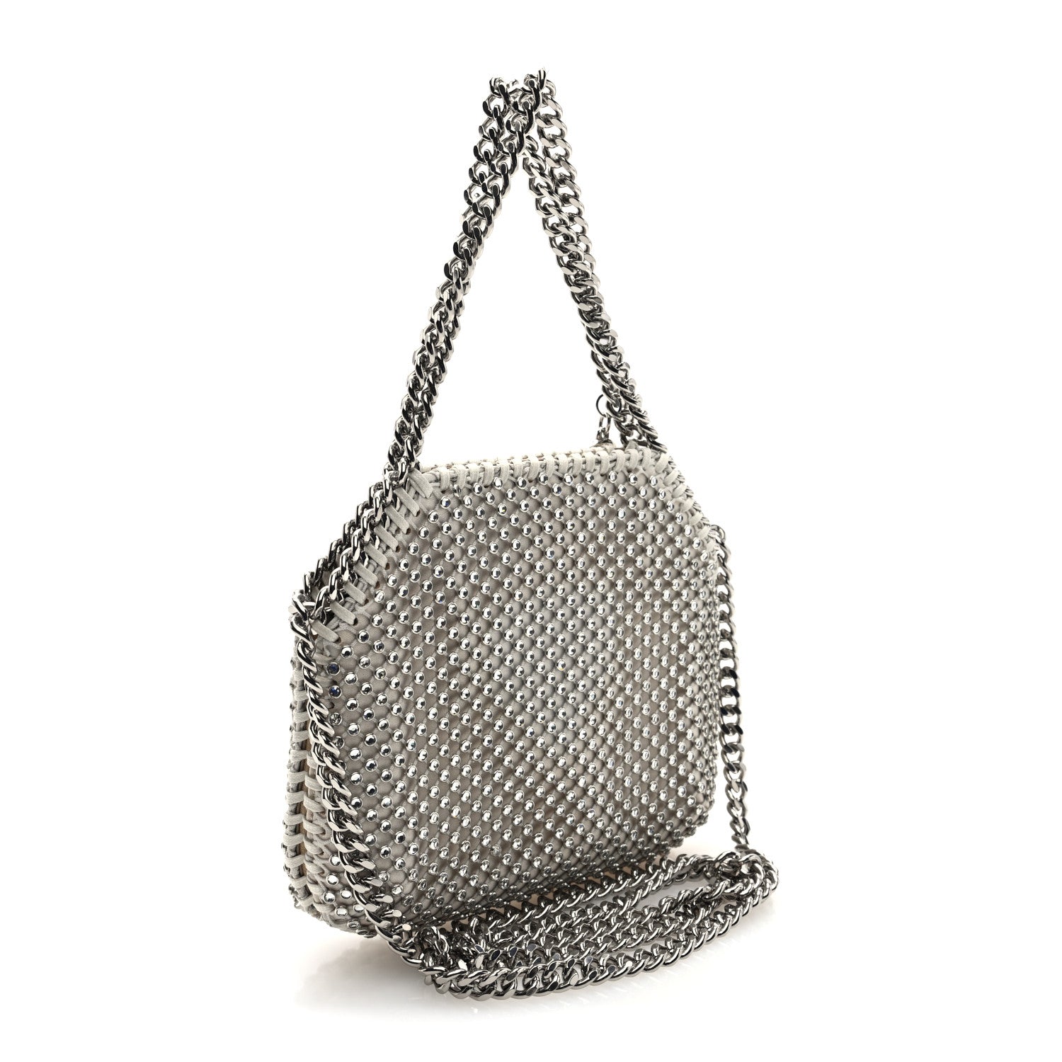Stella McCartney Crystal Mesh Tiny Falabella Crossbody Bag Oyster 3 of 9