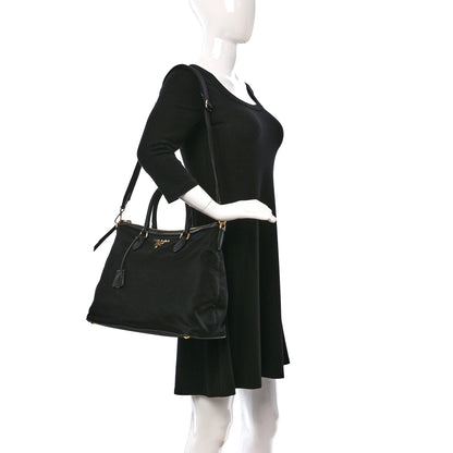 Prada Tessuto Nylon Saffiano Satchel Black 2 of 8