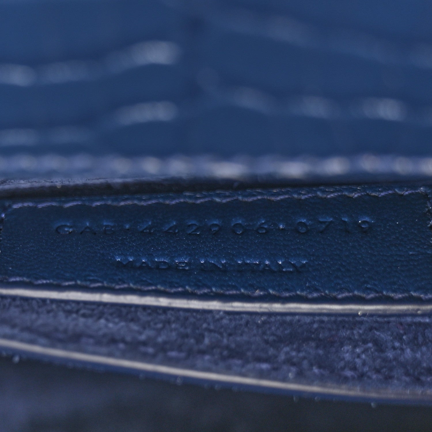 Saint Laurent Calfskin Crocodile Embossed Medium Monogram Sunset Navy 7 of 12