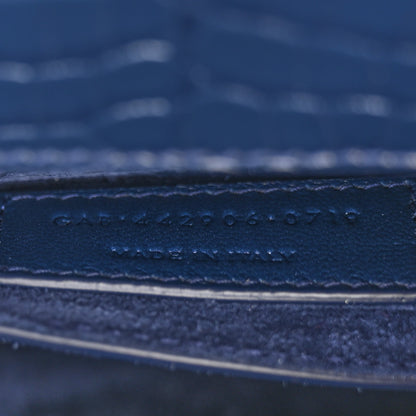 Saint Laurent Calfskin Crocodile Embossed Medium Monogram Sunset Navy 7 of 12