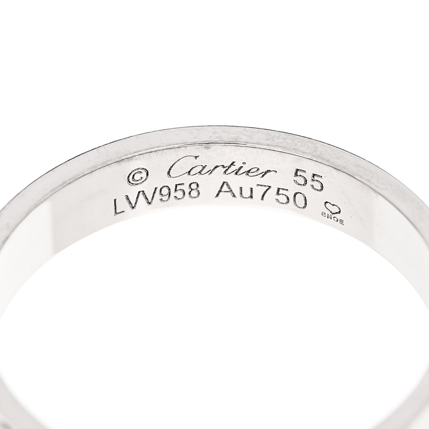 18K White Gold 3.5mm LOVE Wedding Band Ring 55 7.25