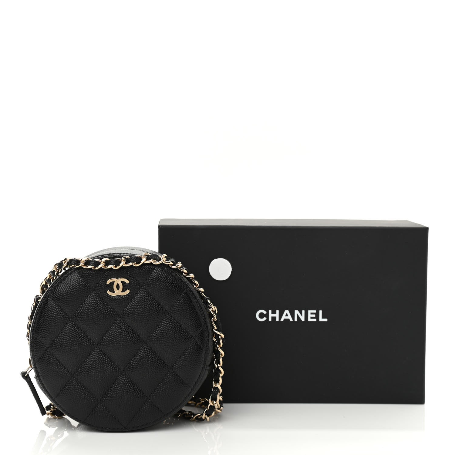 Chanel Caviar Quilted Round Clutch With Chain Black 12 of 12