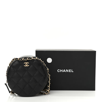 Chanel Caviar Quilted Round Clutch With Chain Black 12 of 12
