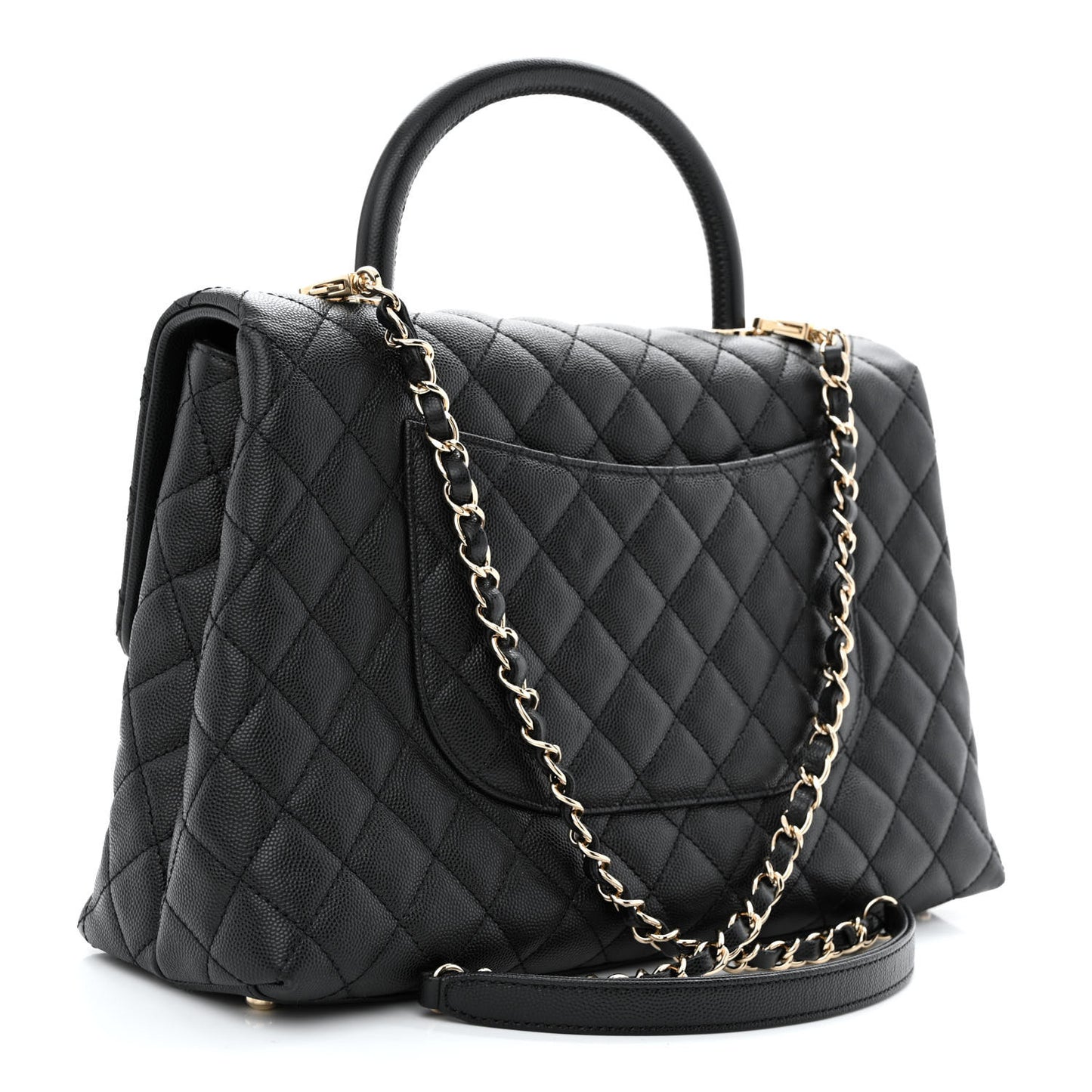 Caviar Quilted Medium Coco Handle Flap Black