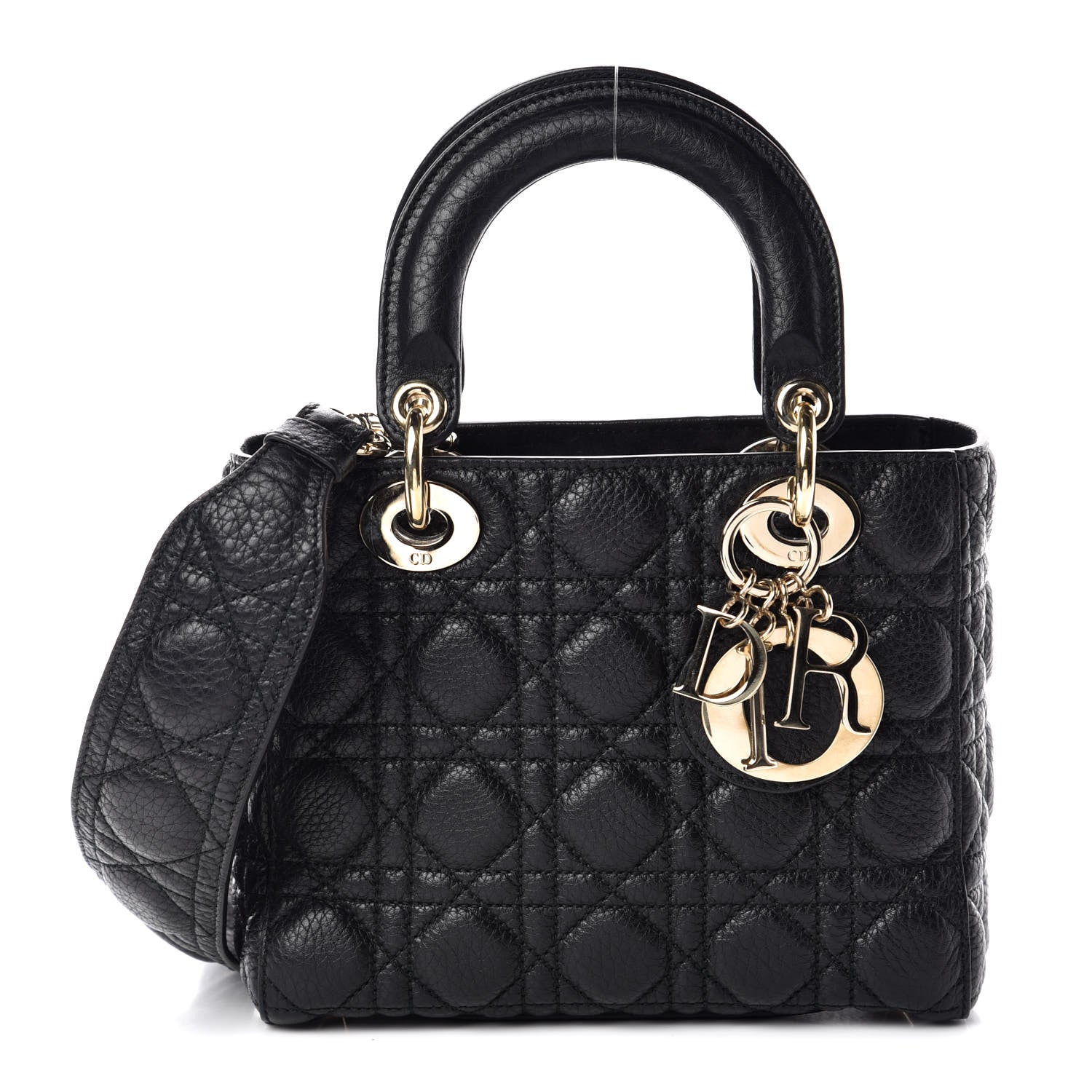 Christian Dior Grained Calfskin Cannage Small Supple Lady Dior Black 1 of 9