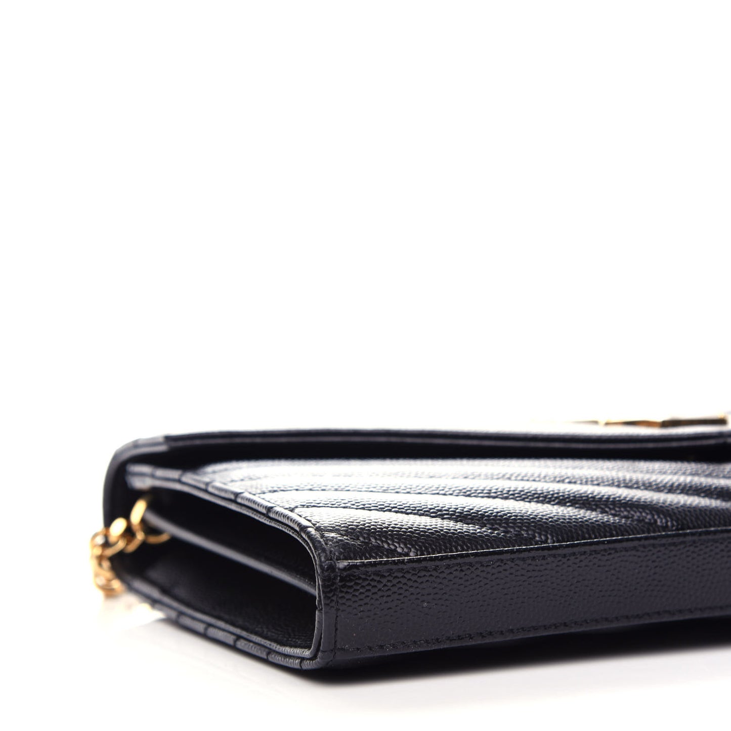 Grain De Poudre Matelasse Chevron Monogram Chain Wallet Black