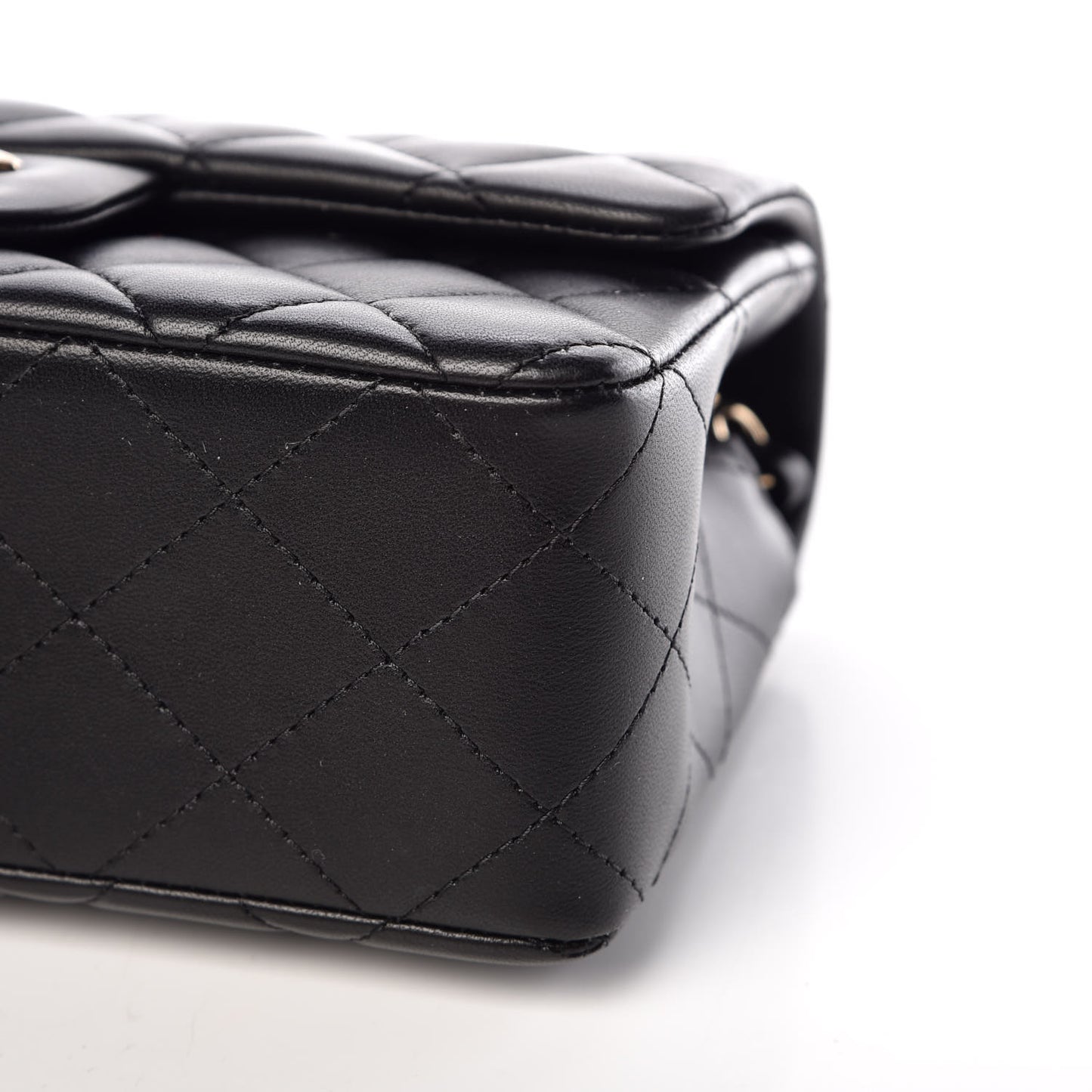 Lambskin Quilted Mini Rectangular Flap Black