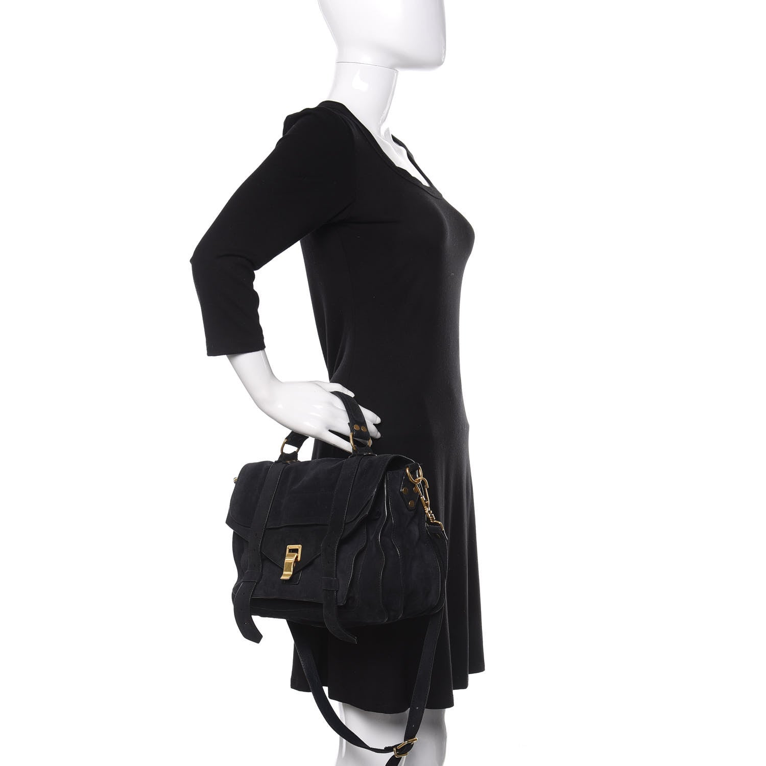 Proenza Schouler Suede Medium PS1 Satchel Navy 2 of 17