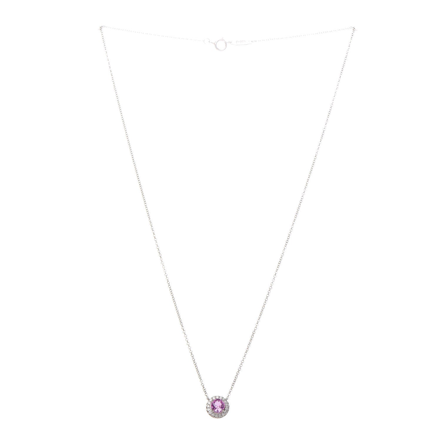Tiffany Platinum Diamond Pink Sapphire Soleste Pendant Necklace 3 of 7