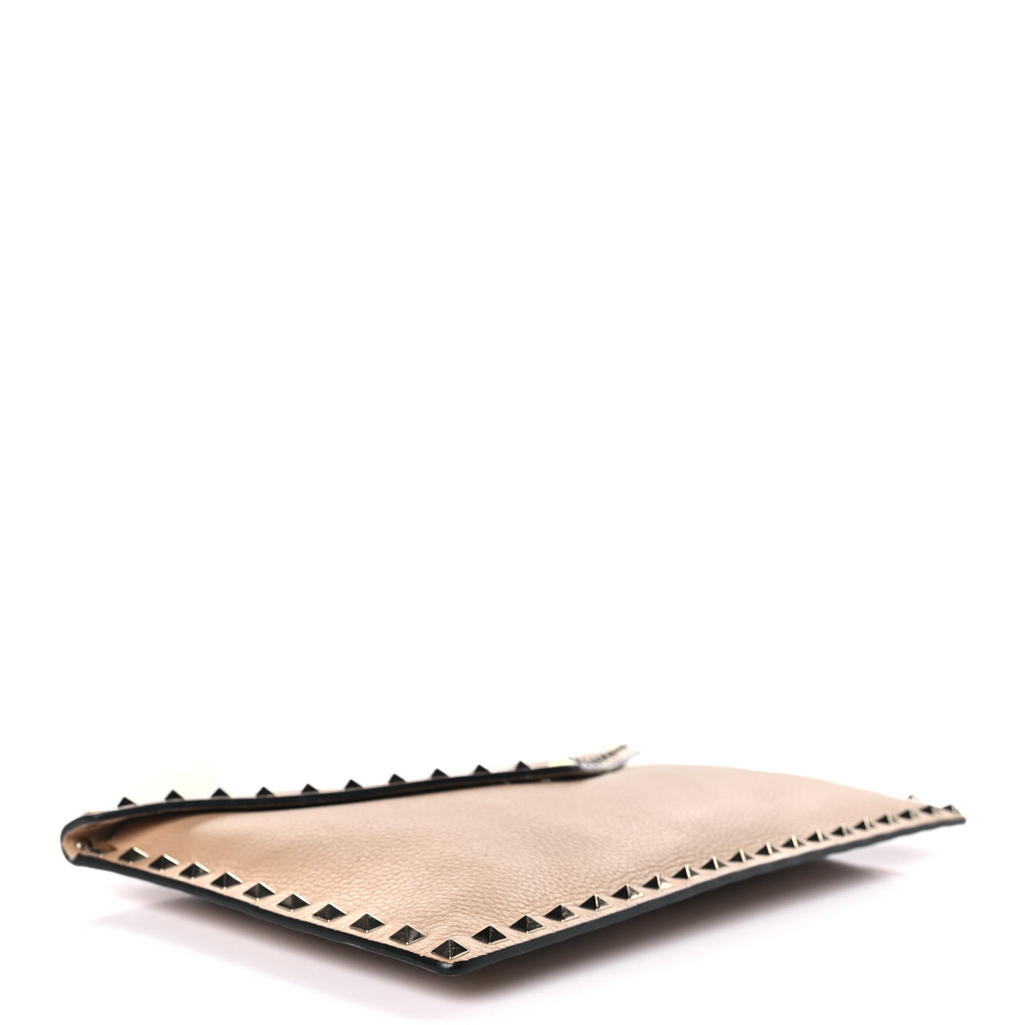 Pebbled Calfskin Large Rockstud Envelope Clutch Camel Rose