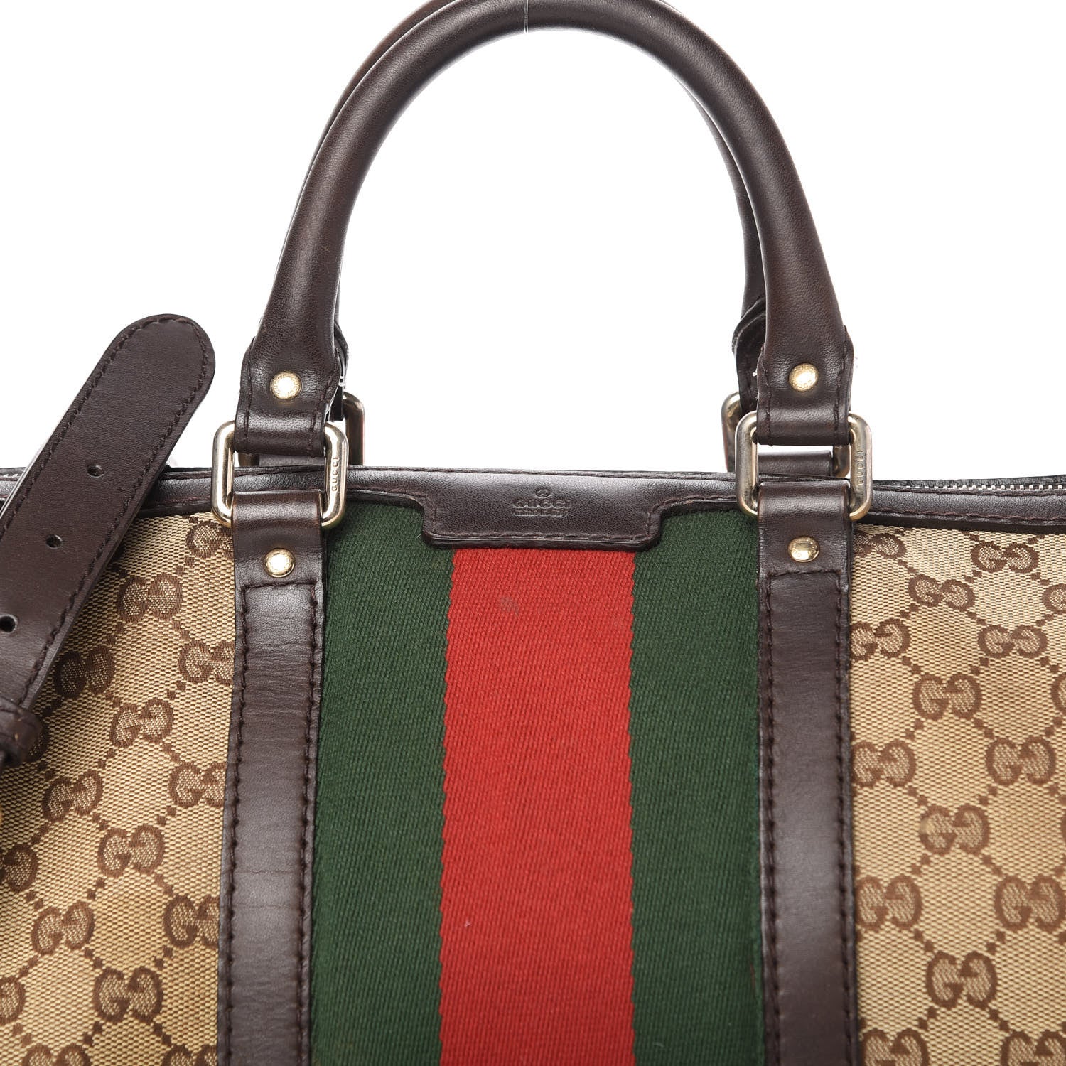 Gucci Monogram Vintage Web Medium Boston Dark Brown 9 of 12